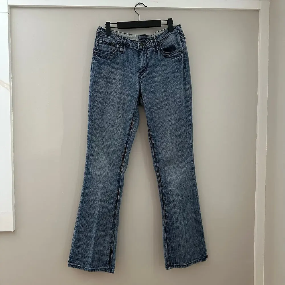 Gitano Bootcut Jeans Womens 8 Blue EUC Contrast‎ Stitch Flap Pocket Y2K Denim
